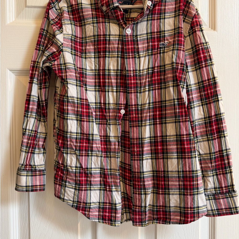 Vineyard Vines Red, White & Black Plaid Button-Down Shirt